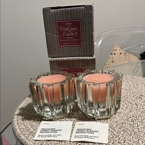 Vintage 1981 Avon Ultra Crystal Collection TASHA Candle SET of 2